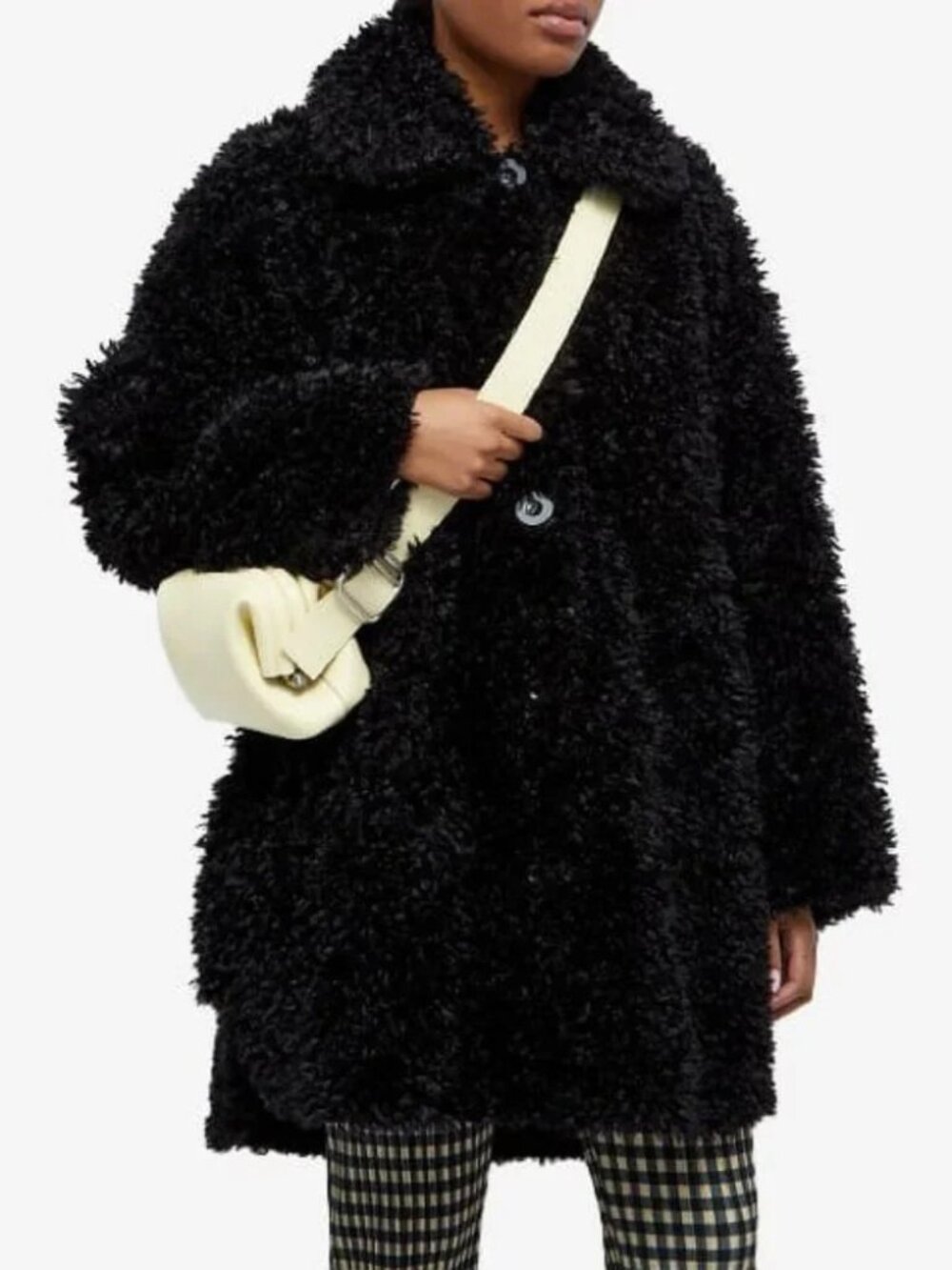 New Stand Studio Gwen Oversized Faux Fur Coat Black 34, XS $725